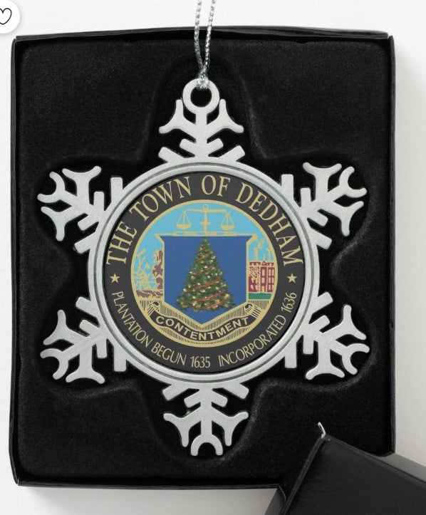 Dedham - Town Seal X-Mass Tree Snowflake Ornament