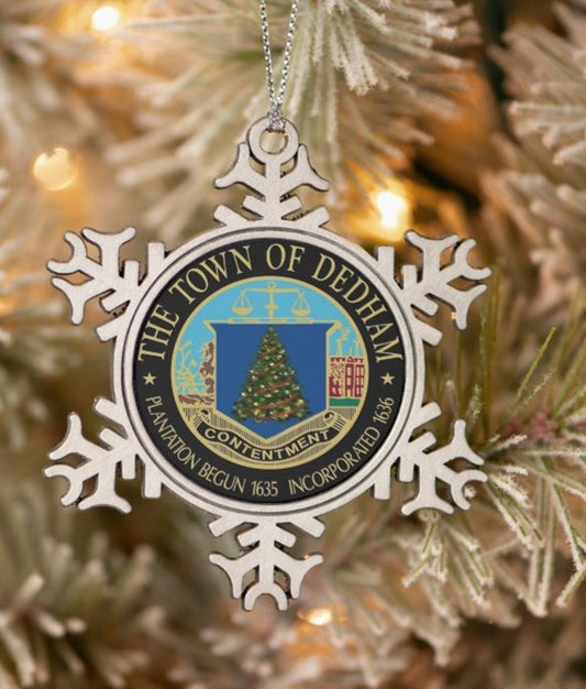 Dedham - Town Seal X-Mass Tree Snowflake Ornament